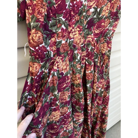 ED Michaels Vintage 80s Floral Dress Button Down Back w Pockets Romantic 11/12* - Picture 4 of 13